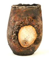 Raku Mécsestartó, Csiszolt ásvánnyal, Apró Hibákkal, Jelzés Nélkül, M: 14,5 Cm - Other & Unclassified