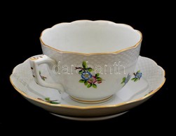 Herendi Eton Mintás Porcelán Teás Csésze és Alj, Kézzel Festett, Jelzett, Hibátlan, D: 10 és 16 Cm - Sonstige & Ohne Zuordnung