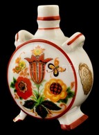 Zsolnay Porcelán Kulacs, Matricás, Jelzett, Lepattanással, Dugó Nélkül, M: 7,5 Cm - Other & Unclassified