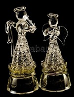 Angyalka, 2 Db üveg Figura, Kis Kopásnyomokkal, 8-9 Cm - Glass & Crystal