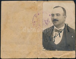 1919 Bp., Román Megszállók által Kiállított Fényképes Igazolvány - Sin Clasificación