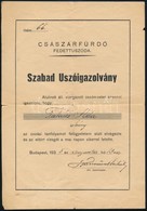 1935 Bp., Császárfürdő Fedettuszoda Szabad úszóigazolvány - Sin Clasificación