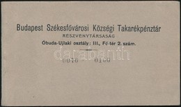 Cca 1930 Budapest Székesfővárosi Községi Takarékpénztár Rt. Csekkfűzet. 25 Lapos, 3 Használt. - Sin Clasificación