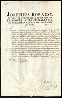 1824 Egyházi Okirat Kopácsy József (1775-1847) Székesfehérvári Püspök Fejléces Papírján, Simonyi Pál (1764-1835) Vikáriu - Sin Clasificación