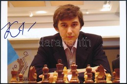 Karjakin Orosz Nemzetközi Sakk Nagymester Fényképe, Aláírásával 14x9 Cm - Otros & Sin Clasificación