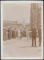 1932 Budapest, Az Erzsébetvárosi Templom Előtti Szent Erzsébet-szobor Felszentelése, Hátoldalon Feliratozott Fotó, 12×9  - Otros & Sin Clasificación