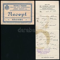 1932 Alcsút, Gorka Árpád Főhercegi Udvari Gyógyszertára 'József Nádor'-hoz Gyógyszertári Boríték, Benne Recepttel (Felcs - Werbung