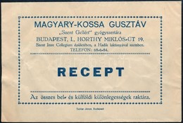 Magyary-Kossa Gusztáv 'Szent Gellért Gyógyszertára' (Budapest I.) Receptboríték - Publicidad