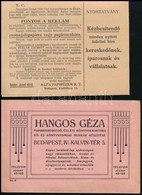 Cca 1920-1930 Vegyes Reklám Tétel, 3 Db: 
Bp., Alfa Papírüzem Rt. árjegyzék Nyomtatványa, Rendelő Lap Résszel, 2 Sztl. L - Advertising