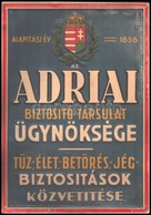 Cca 1920 Adriai Biztosító Társaság Festett Pléhtábla, Reklámtábla, Bruchsteiner és Fia, Kopott, 36x25 Cm - Publicidad