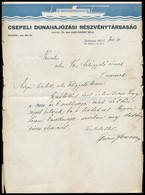 1931 Bp., Csepeli Dunahajózási Részvénytársaság Fejléces Levélpapírjára írt Levél - Sonstige & Ohne Zuordnung