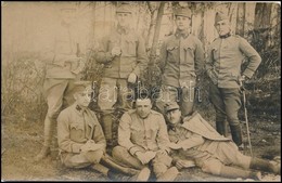 1916 Katonák Csoportképe, Katonai Kórházi, Cenzúra Bélyegzővel, Fotólap, 9×13,5 Cm - Otros & Sin Clasificación
