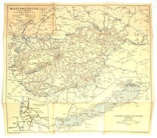 Cca 1940 Magyarország Vasúti Térképe, A Hivatalos Menetrendkönyv Melléklete, Balatoni Vasúti és Hajózási Térképpel, 1:1, - Sonstige & Ohne Zuordnung