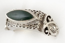 Ezüst(Ag) Gyűrű, Zöld Köves Díszítéssel, Jelzett, Méret: 55, Bruttó: 6,2 G - Other & Unclassified