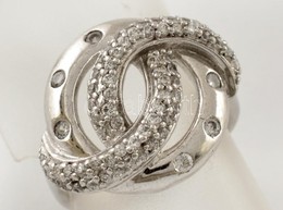 Ezüst(Ag) Apró Kövekkel Díszített 'briós' Gyűrű, Jelzett, Méret: 52, Bruttó: 5,1 G - Other & Unclassified