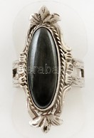 Ezüst(Ag) Gyűrű, Hematit Kővel, állítható Méret, Jelzett, Bruttó: 8,8 G - Otros & Sin Clasificación