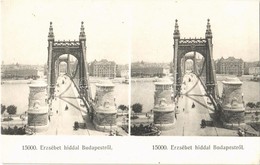 ** T1/T2 Budapest, Erzsébet Híd. Würthle & Sohn Nachfolger Sztereó Képeslap / Stereo Postcard - Sin Clasificación