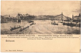 ** T1 Budapest, Eskü Téri Híd (Erzsébet Királyné Híd), Darus Gőzhajók, Uszályok. Ganz Antal 110. - Sin Clasificación