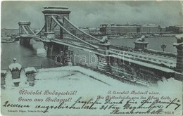 T2/T3 1898 Budapest, Lánchíd Budáról Nézve Télen (EK) - Sin Clasificación