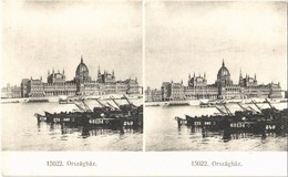 ** T1/T2 Budapest V. Országház, Parlament, Uszályok.  Würthle & Sohn Nachfolger Sztereó Képeslap / Stereo Postcard - Sin Clasificación