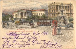 T2/T3 1896 Budapest VIII. Ezredéves Országos Kiállítás, Nemzeti Múzeum és Kálvin Tér, Villamos. Barna 2 Kr. Ga. S: Dörre - Sin Clasificación