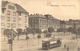 T2/T3 1918 Debrecen, Ferenc József út, Alföldi Takarékpénztár, Villamos. Aczél Henrik Kiadása (EB) - Sin Clasificación