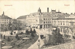 T2 1908 Szeged, Széchenyi Tér, Lóvasút, Engelsmann Ádám üzlete. Grünwald Hermann Kiadása - Sin Clasificación