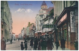 * T3/T4 1915 Arad, Atzél Péter Utca, Fehér Kereszt Szálloda, üzletek. Kerpel Izsó Kiadása / Street View, Hotel, Shops (á - Sin Clasificación