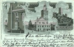 T3 1900 Brassó, Kronstadt, Brasov; Városháza, Honterus Szobor, Fekete és Fehér Bástya / Rathaus, Honterusdenkmal, Schwar - Ohne Zuordnung