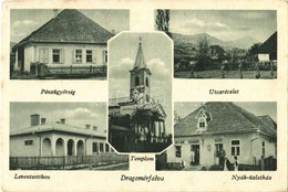 * T2/T3 1949 Dragomérfalva, Dragomir, Dragomiresti; Pénzügyőrség, Utcarészlet, Templom, Leventeotthon, Nyák-üzletház / F - Sin Clasificación