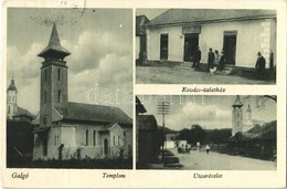 T2/T3 1944 Galgó, Galgau; Templom, Kovács-üzletház, Utcarészlet / Church, Shop, Street View (EK) - Sin Clasificación