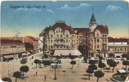 * T3/T4 Nagyvárad, Oradea; Szent László Tér, Villamos, Fekete Sas Szálloda, Piac / Square, Tram, Hotel, Market (kopott S - Sin Clasificación