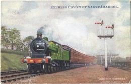 T2/T3 1906 Nagyvárad, Oradea; Express üdvözlet Gőzmozdonnyal.  'Scotch Express' North Eastern Rly. / Locomotive (EK) - Sin Clasificación