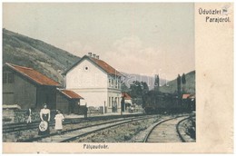** T4 Parajd, Praid; Vasútállomás, Pályaudvar, Gőzmozdony, Vagonok. Kiadja Stein J. / Bahnhof / Railway Station, Locomot - Sin Clasificación