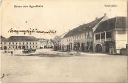 T2/T3 1916 Szentágota, Agnetheln, Agnita;  Marktplatz / Piactér, Nagyvendéglő, Wilhelm Wagner, Friedrich Essigman üzlete - Sin Clasificación