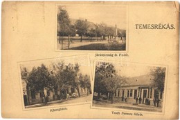 T3 1916 Temesrékas, Rékás, Recas; Járásbíróság, Fő Tér, Községháza, Tasch Ferenc üzlete / District Court, Main Square, T - Sin Clasificación