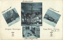 T2/T3 1911 Brogyán, Brodzany (Bars Megye); Kastély Télen, Belső, Karácsonyfa / Castle In Winter, Christmas Tree, Interio - Otros & Sin Clasificación
