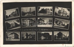 T3 1932 Losonc, Lucenec; Mozaiklap Zsinagógával / Multi-view Postcard With Synagogue (kis Szakadás / Small Tear) - Otros & Sin Clasificación