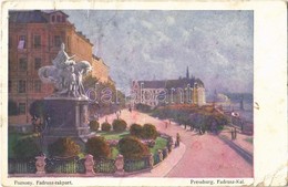 T3/T4 1916 Pozsony, Pressburg, Bratislava; Fadrusz Rakpart / Quay, Monument. B.K.W.I. 386-3. S: Marx Béla (ázott Sarkak  - Otros & Sin Clasificación