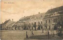 T2 1924 Szakolca, Skalica; Fő Tér, Városháza, üzletek. J. Teslík Kiadása / Main Square, Town Hall, Shops - Otros & Sin Clasificación