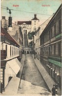 T2 1911 Zagreb, Zágráb; Uspinjaca / Sikló, Izidor Strassberger üzlete / Funicular, Shops - Otros & Sin Clasificación