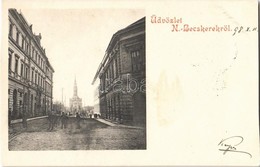 T4 1898 Nagybecskerek, Zrenjanin, Veliki Beckerek; Utca, Református Templom, Perger Rezső üzlete / Street View, Calvinis - Sin Clasificación