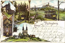 T3 1901 Linz, Gruss Aus Pöstlingberg, Elektrische Bahn / Electric Funicular Railway. J. Schöfdoppler Art Nouveau, Litho  - Otros & Sin Clasificación