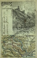 T2 1910 Senftenberg, Schloss. Aus G. Freytag's Touristen-Wanderkarten, Blatt VII. Preis Per Blatt Fl. 1.  / Castle, Map. - Otros & Sin Clasificación