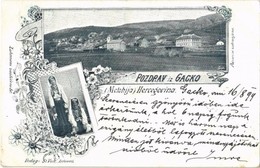 * T3 1899 Gacko, Metohija Hercegovina / General View, Bosnian Folklore, Traditional Costumes. Art Nouveau, Floral (Rb) - Otros & Sin Clasificación