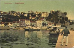 T3 1913 Herceg Novi, Castelnuovo; Port, Sailing Vessels, Steamship (tear) - Other & Unclassified