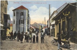 T2/T3 1917 Mostar, Strassenpartie / Kujundziluk Ulica / Street View, Shops + 'K.u.K. Milit. Post Mostar 1' (EK) - Other & Unclassified