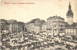 ** T1 Brno, Brünn; Parnas, Krautmarkt, Rathausturm / Market, Town Hall, Shops - Otros & Sin Clasificación