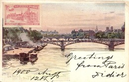 T2/T3 1900 Paris, Exposition Universelle, La Seine Vue Du Pont. So. Stpl  (EK) - Sonstige & Ohne Zuordnung