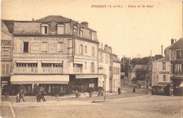 ** T3 Poissy, Place De La Gare / Street View, Square, Hotel, Restaurant, Garage, Shop Of E. Vasseur (tear) - Other & Unclassified